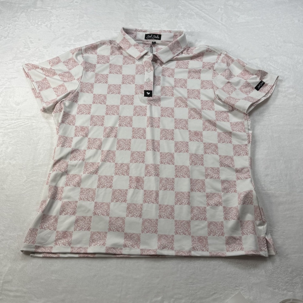 Bad Birdie - Women's XL - Pink Checkers Not Chess Polo - Golf NEW WITH TAGS